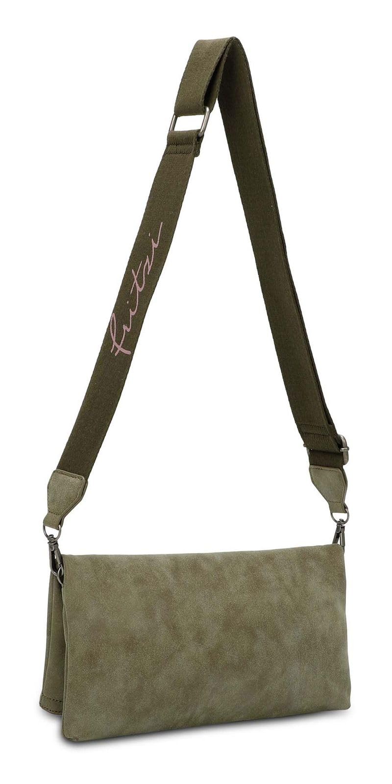 Fritzi Ronja Cross Vintage Crossbody Kunstleder Damen Umhängetasche Handtasche Festival City vegan Vintage-Waschung 15 x 29 x 3 cm – Schwarz, Rosa, Braun, Grün, Grau, Beige, Pink, Blau