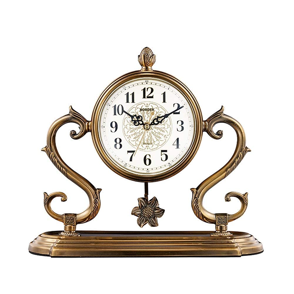 Reloj de repisa retro con péndulo a batería para mesa y chimenea
