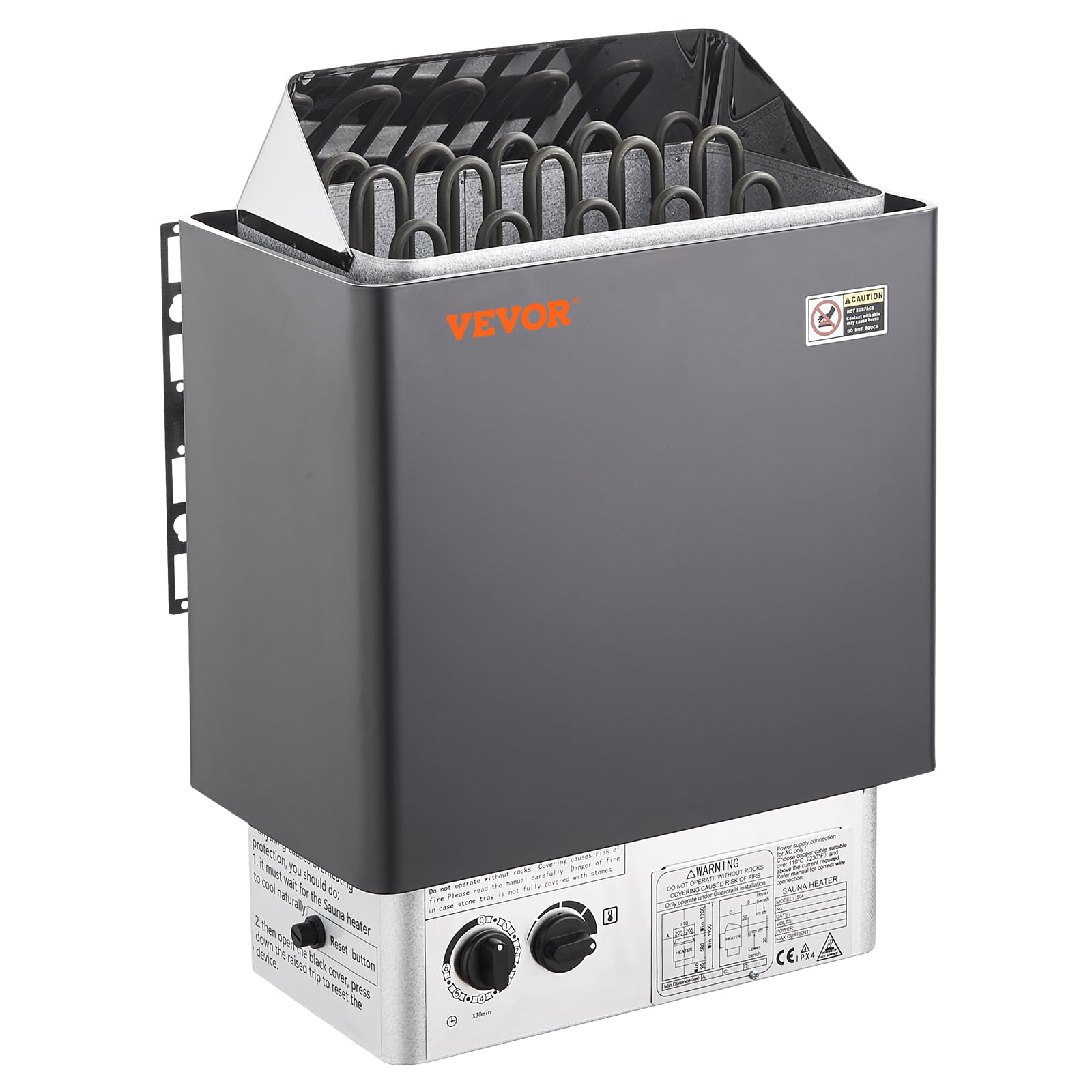 VEVOR Stufa per Sauna Stufa Elettrica per Sauna 8 kW, Riscaldatore Portatile per Sauna Interno/Esterno 400 V 3 N con Timer da 3 Ore Controllo Integrato Uso Domestico 8-12 m³ Spa Commerciale Hotel