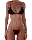 Thong Bikini Sets for Women - Brazilian Micro String Bikinis Sexy Two Piece Swimsuit Triangle Top Halter Bathing Suits
