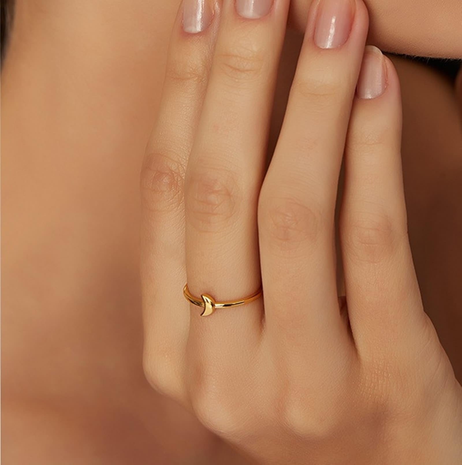 Bague Couple Fiançailles Bague de Fiançailles Or Jaune Or 9 Carats Au375/Au585/Au750 Lune Taille Lesbienne pour Lesbienne Noël Bijoux