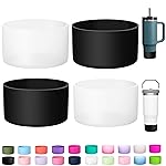 LONPARRY 4-Pack Silicone Boot for Stanley 40 30 oz Quencher Adventure Tumbler, Stanley IceFlow 30/20 oz, Stanley Cup Protector Accessories Anti-Slip Sleeve 2Clear+2Black