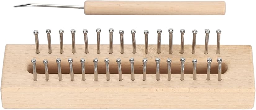 OVAQUIXI Wooden Knitting Loom, Beech Wood, Includes Hook, Ideal for Scarves, Socks, Hats, Projects for All Ages
