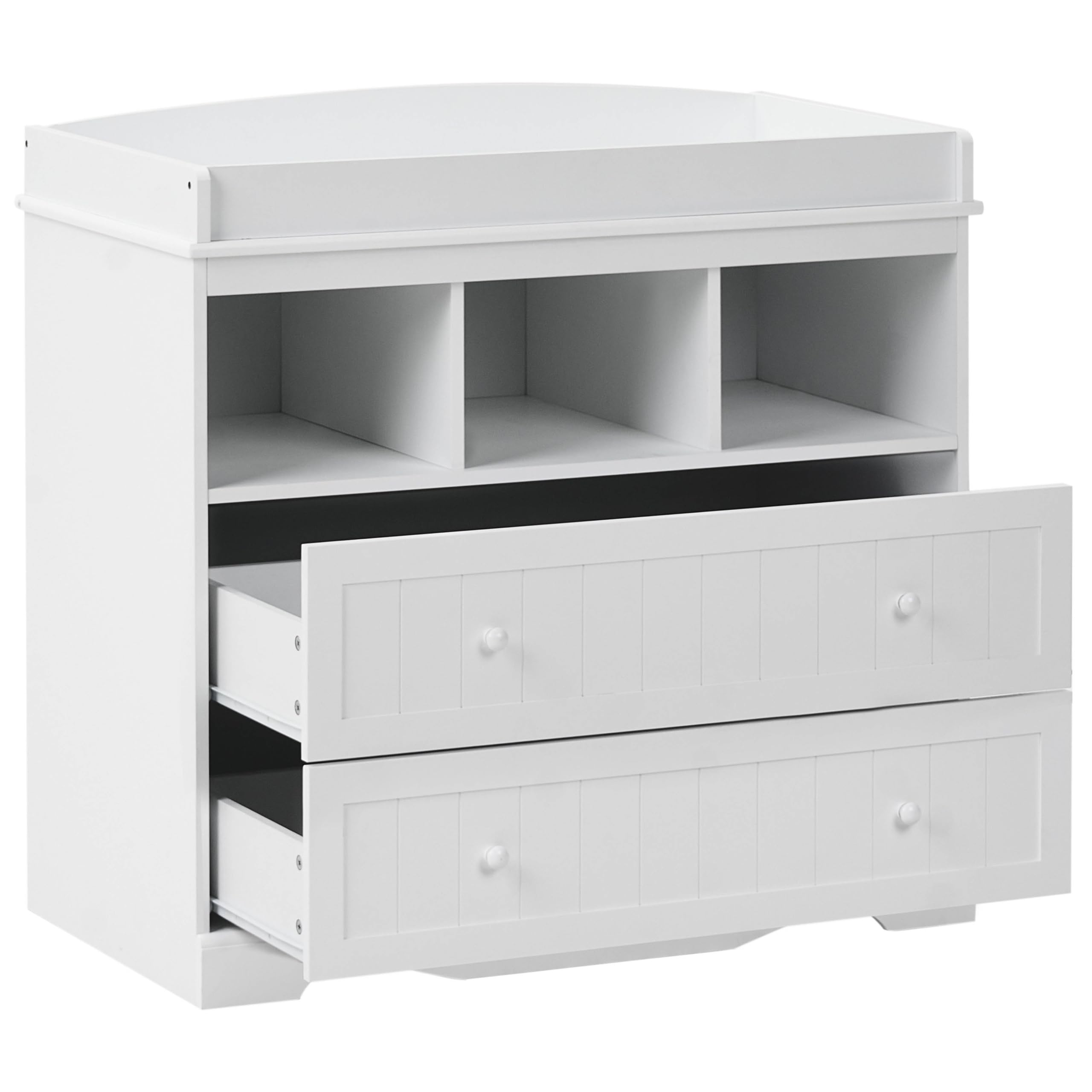 Beliani Baby Wickeltisch Kommode weiß schmal 50x90x86 cm 2 Schubladen 3 Regale Virden