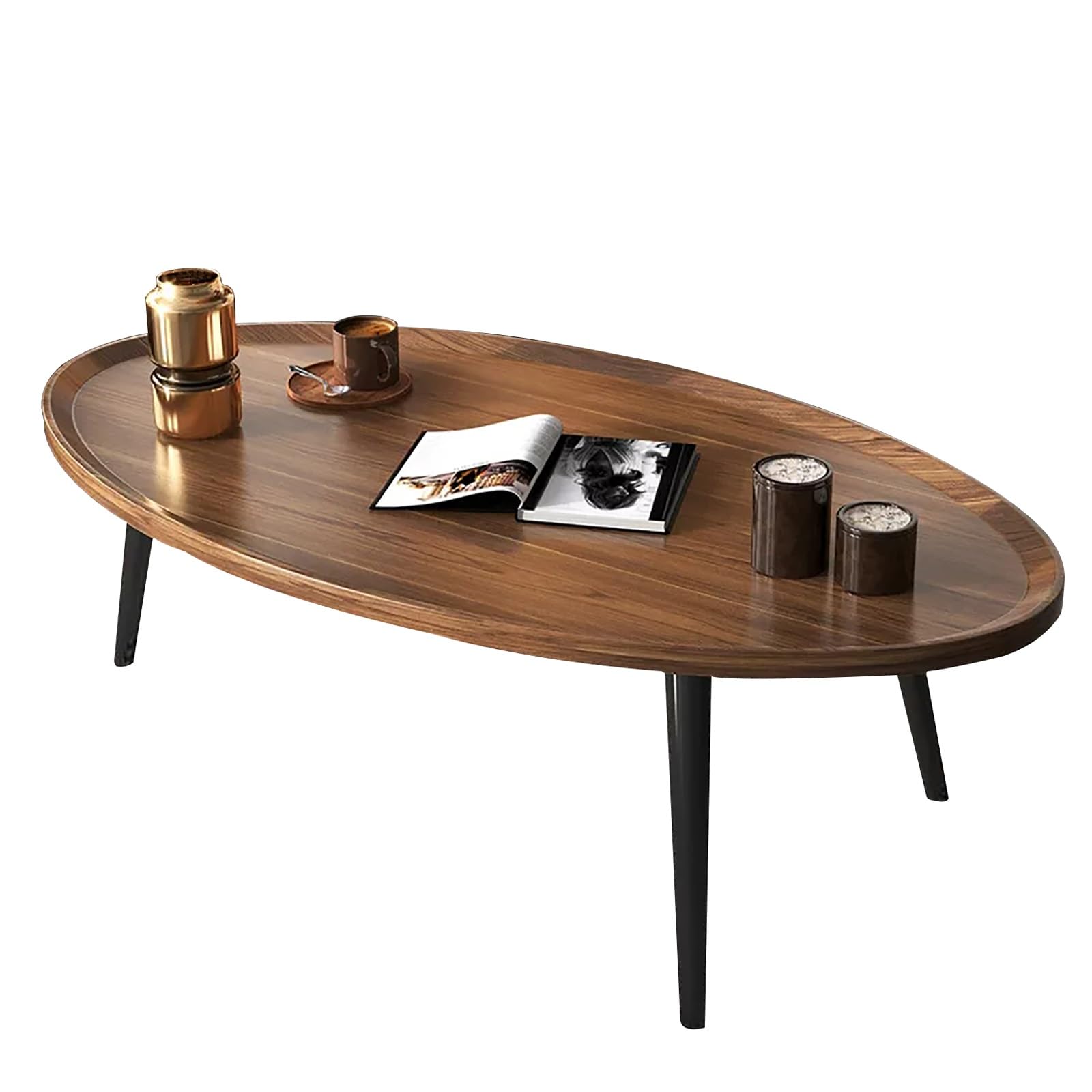 Table basse en noyer et ses tables gigognes en bois noble au design milieu du siècle