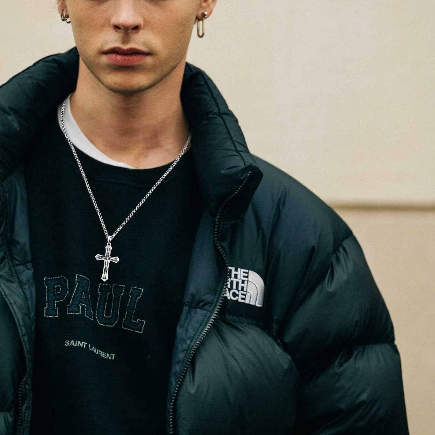 Palpitate S925 Sterling Silver Cross Necklace for Men Women Religious Pendant Christmas Jewelry Gift - Image 4