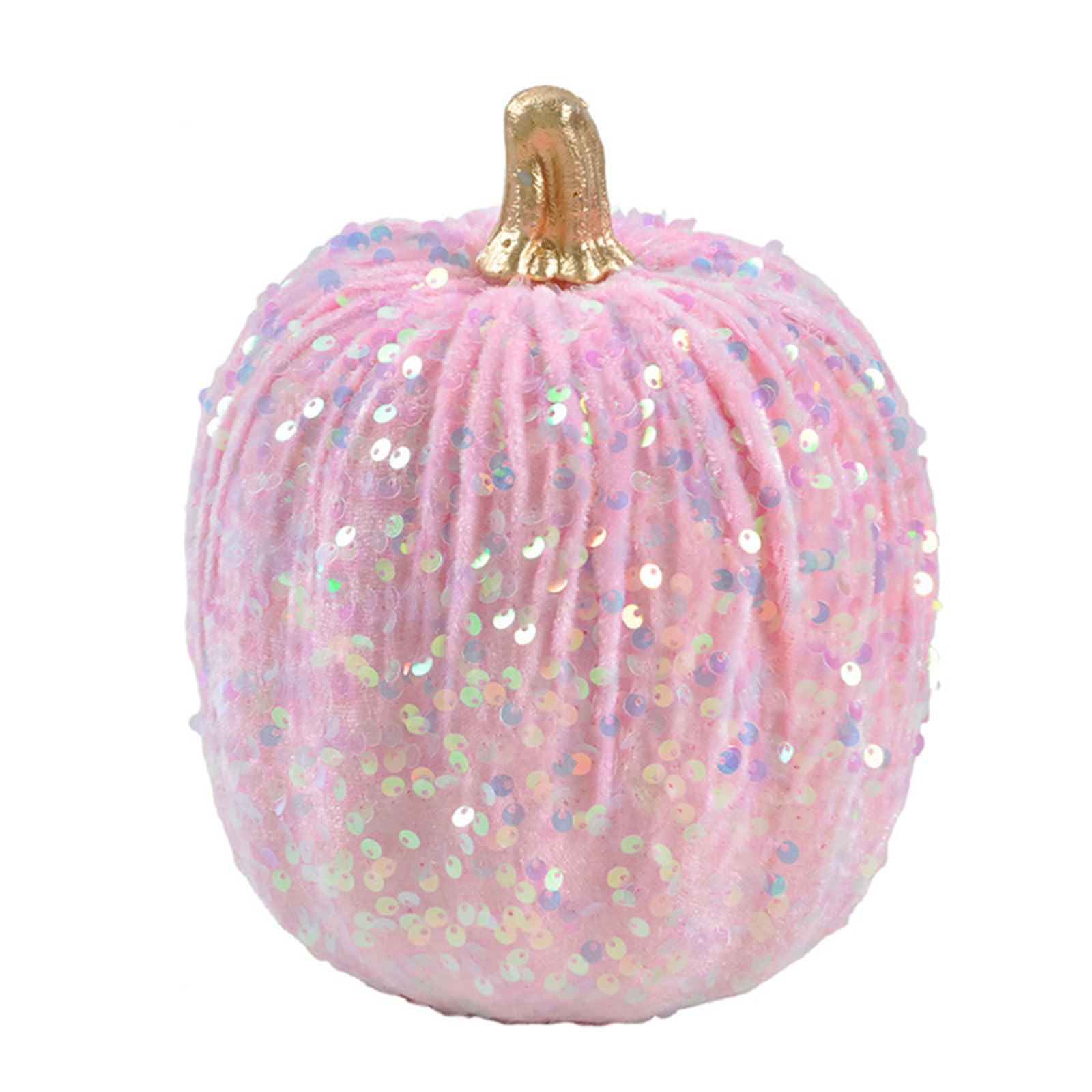 APGLSXY Halloween Pumpkin Decoration Finish Gold Top Autumn Seasonal Tabletop Ornament Holiday Desk Decoration Velvet Pumpkin Figurine Thanksgiving Shelf Accent Harvest Home Display Reflective Autumn