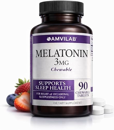 Tabletas de melatonina de 3 mg de disolución rápida, apoyo natural para dormir, masticables de máxima resistencia, sabor a bayas, 90 unidades, sin