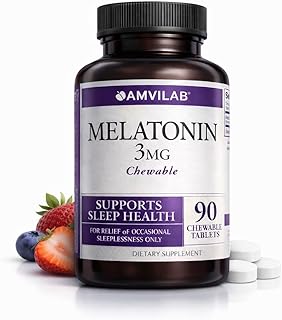 Melatonin 3mg Fast Dissolve Tablets – Natural Sleep Support – Maximum Strength Chewables – Berry Flavor – 90 Count – Non-GMO, Vegan, Gluten-Free