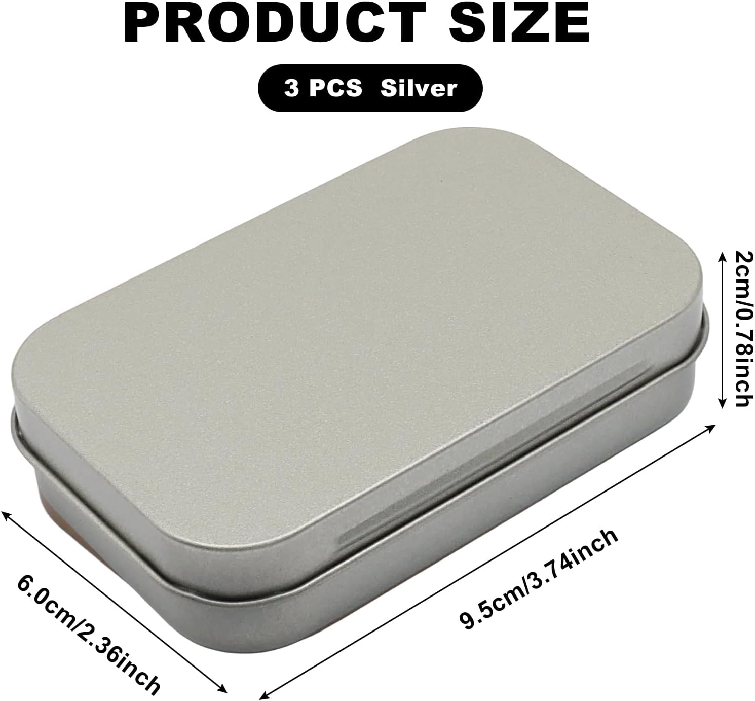 Hitefu 3 Pack Silver Metal Tin Containers with Hinged Lids image 2