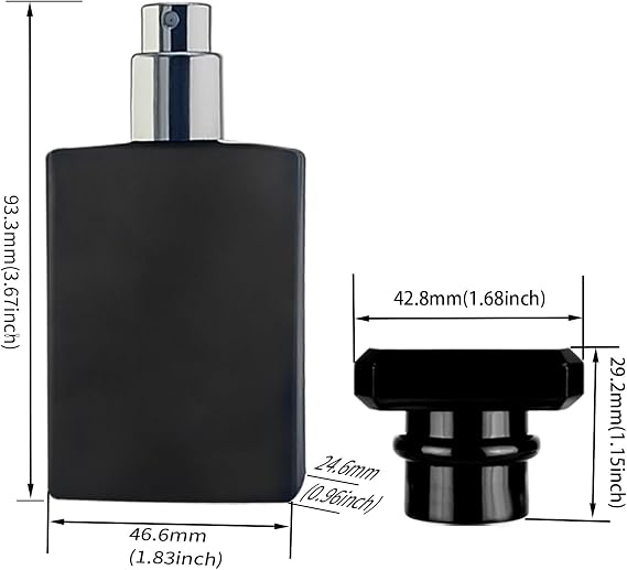 6 Pcs 30ml Empty Refillable Perfume Bottles Set - 3 Transparent & 3 Black Square Glass Atomizers with Fine Mist Sprayers for Travel, Aromatherapy (Portable Travel Size)
