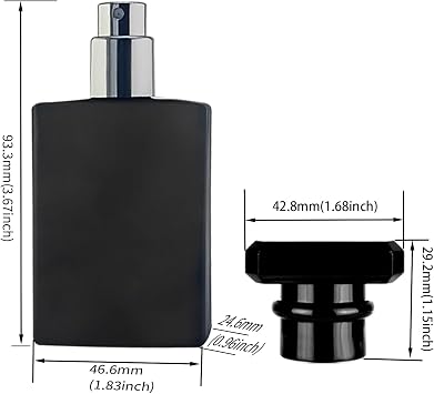 6 Pcs 30ml Empty Refillable Perfume Bottles Set - 3 Transparent & 3 Black Square Glass Atomizers with Fine Mist Sprayers for Travel, Aromatherapy (Portable Travel Size)
