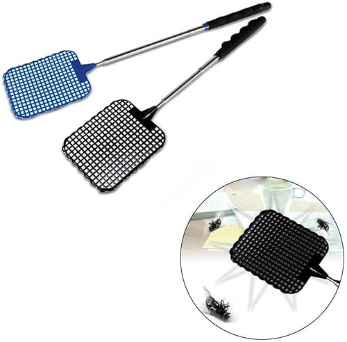Miniatura 4 de Matamoscas extensible, matamoscas telescópico, matamoscas manual de plástico resistente con mango extensible de acero inoxidable, 5 piezas,