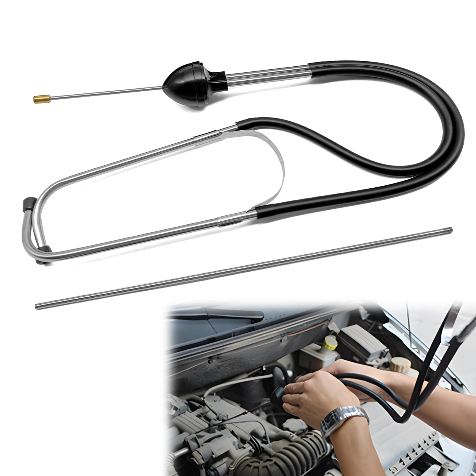 ​​Pleoos Engine Stethoscope Set, Mechanic's Stethoscope Automotive Engine Diagnostic Sensitive Hearing Tool Hearing Tool for Cars, Motorcycles and Trucks