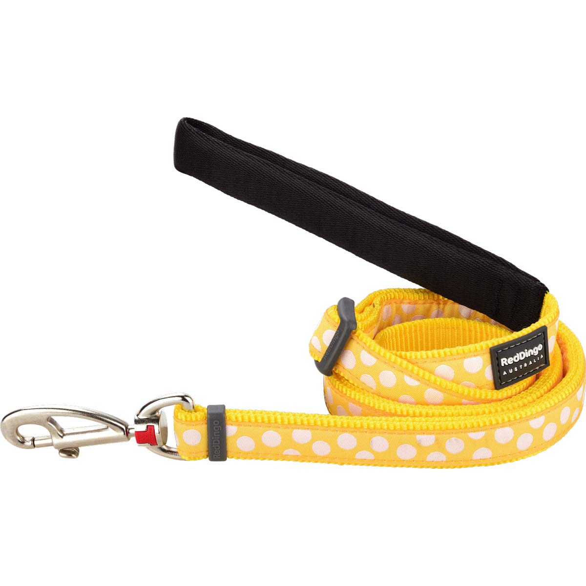 Red Dingo Yellow White Dots Leash 25mm (1" Wide - 4-6' Length)