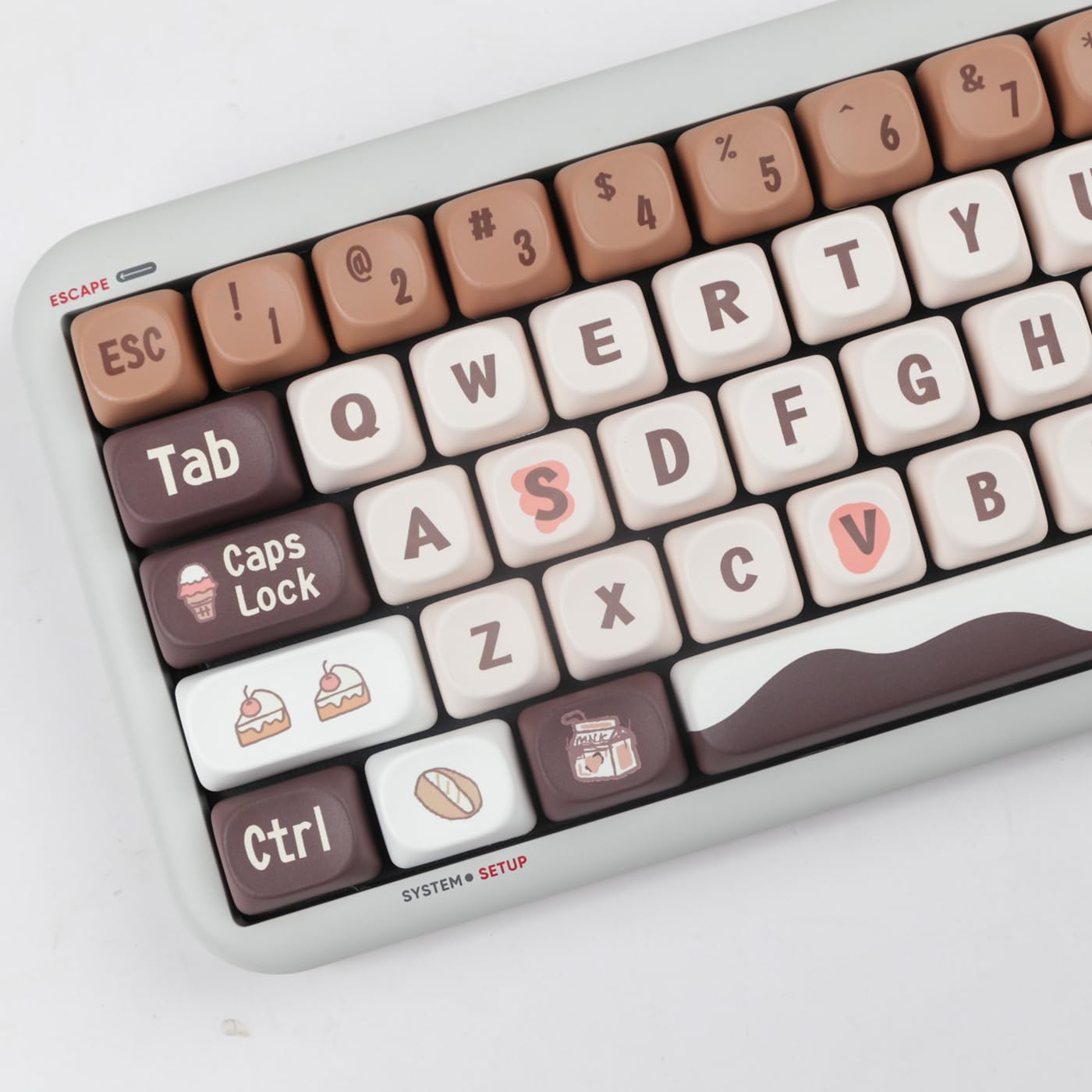 YMDK Wooden Keycaps PBT Profile MOA 130 Keys Dye Sub Top Print Walnut