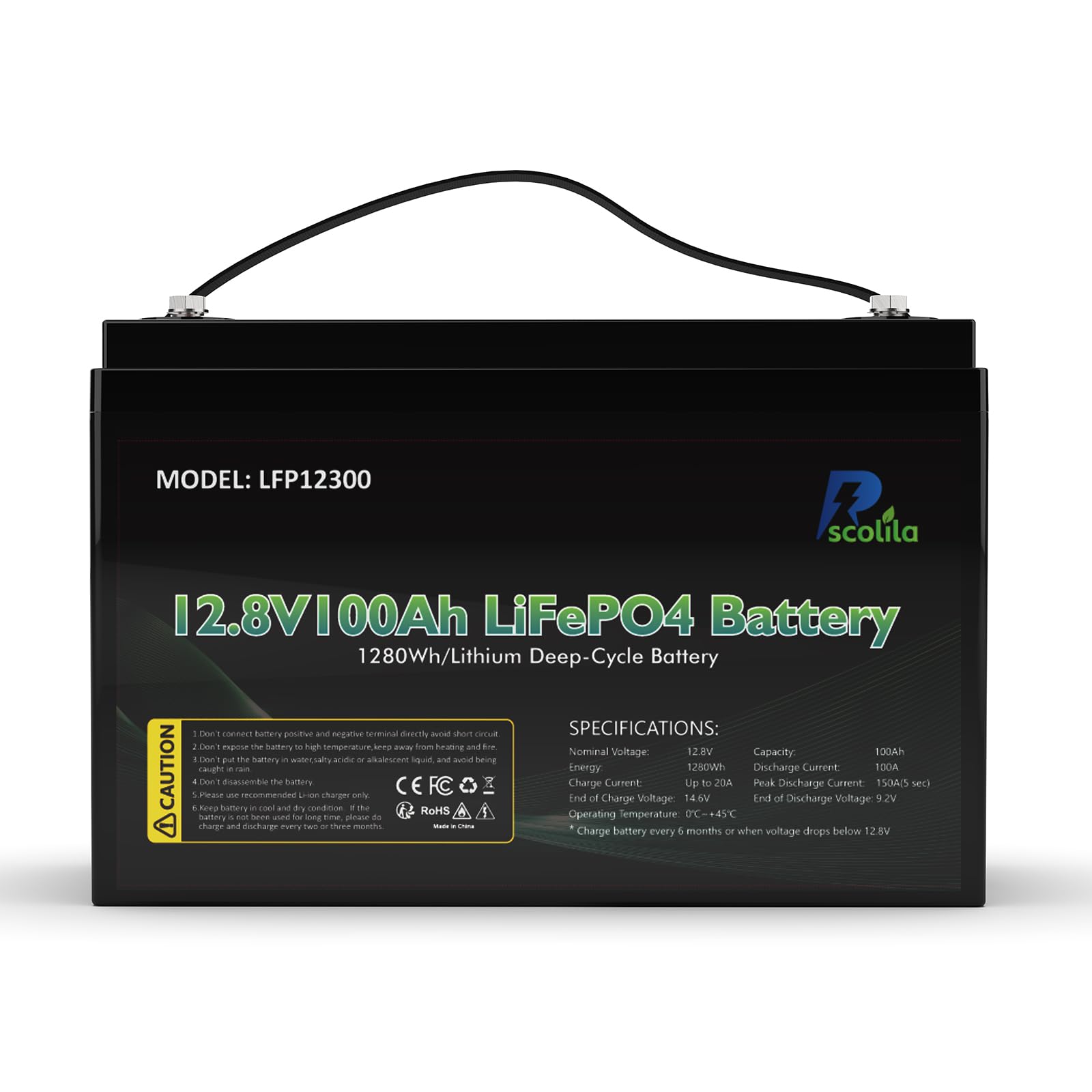 12V 100Ah LiFePO4 Built-in 100A BMS Rechargeable Lithium Battery, 5000-15000 Cycles, 1280Wh Lithium Battery for Trailer RV, Boats, Solar System, Trolling Motors, Energy Storage