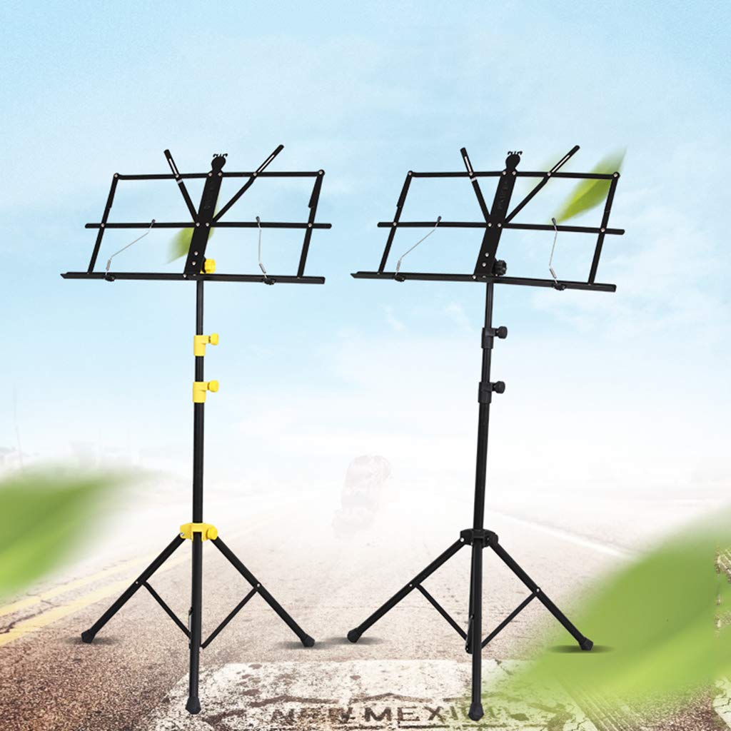 Notenständer, verstellbar, zusammenklappbar, mit Tragetasche, Höhe 60 cm, 180 cm, ideal für Instrumentalaufführungen, Schwarz