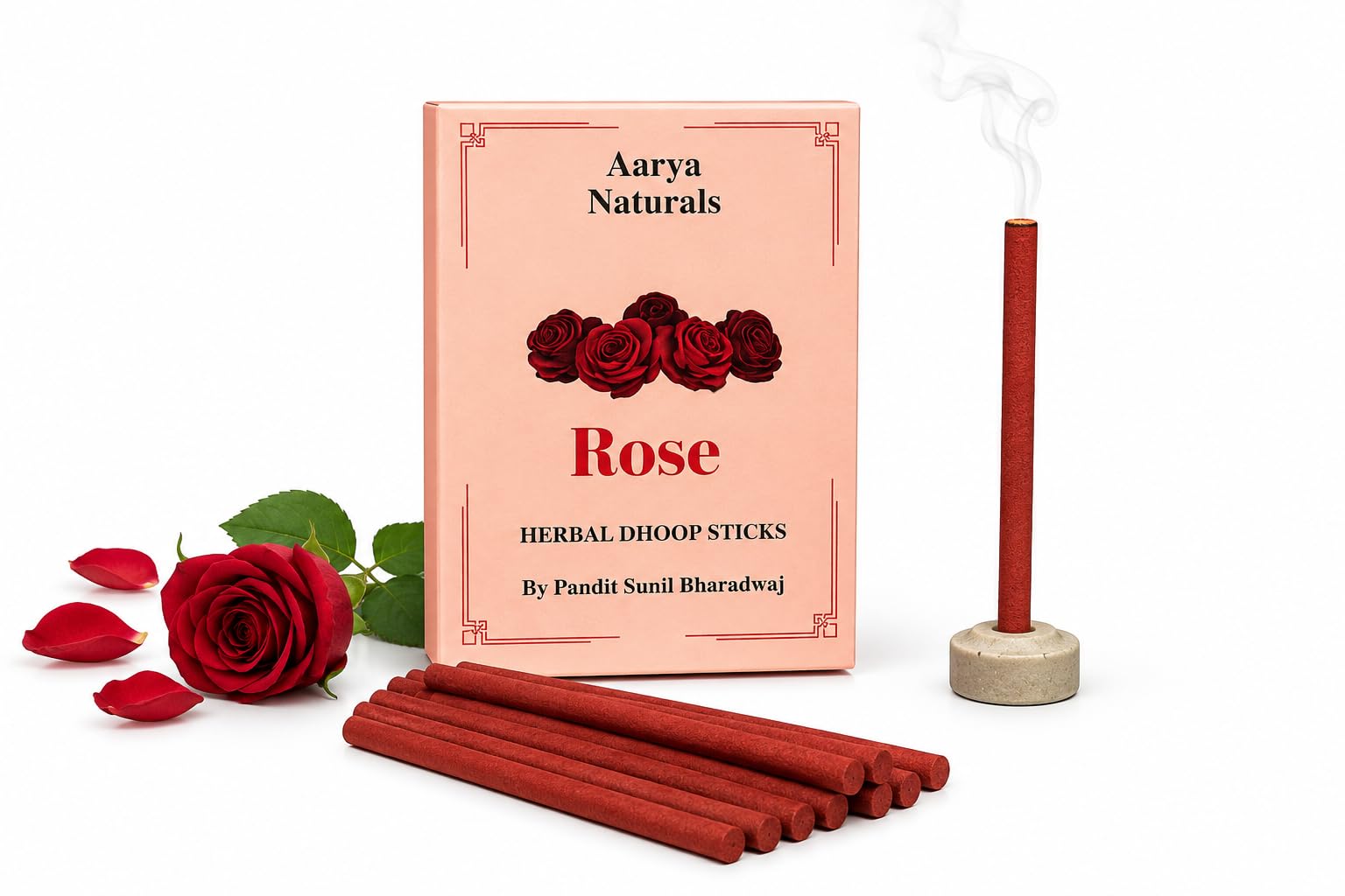 Rose Dhoop Sticks | Premium Bambooless Incense Sticks | Long Lasting Floral Fragrance | 35–40 Min Burn Time | Less Smoke, Chemical Free | for Pooja, Meditation & Daily Use (40 Sticks)-image-25