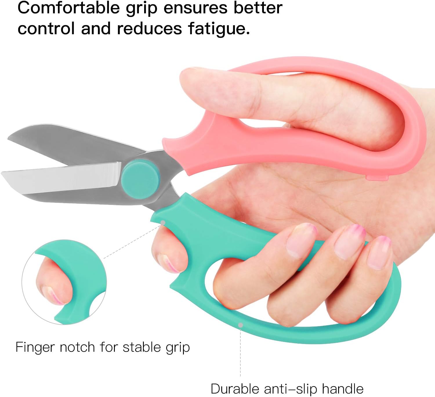 Housolution Floral Shears, Premium Steel Garden Pruning Shears Floral Fruits Leaf Scissors Hand Pruner Snip Trimming Tool for Gardening Flower Arrangement, Turquoise + Pink : Patio, Lawn & Garden