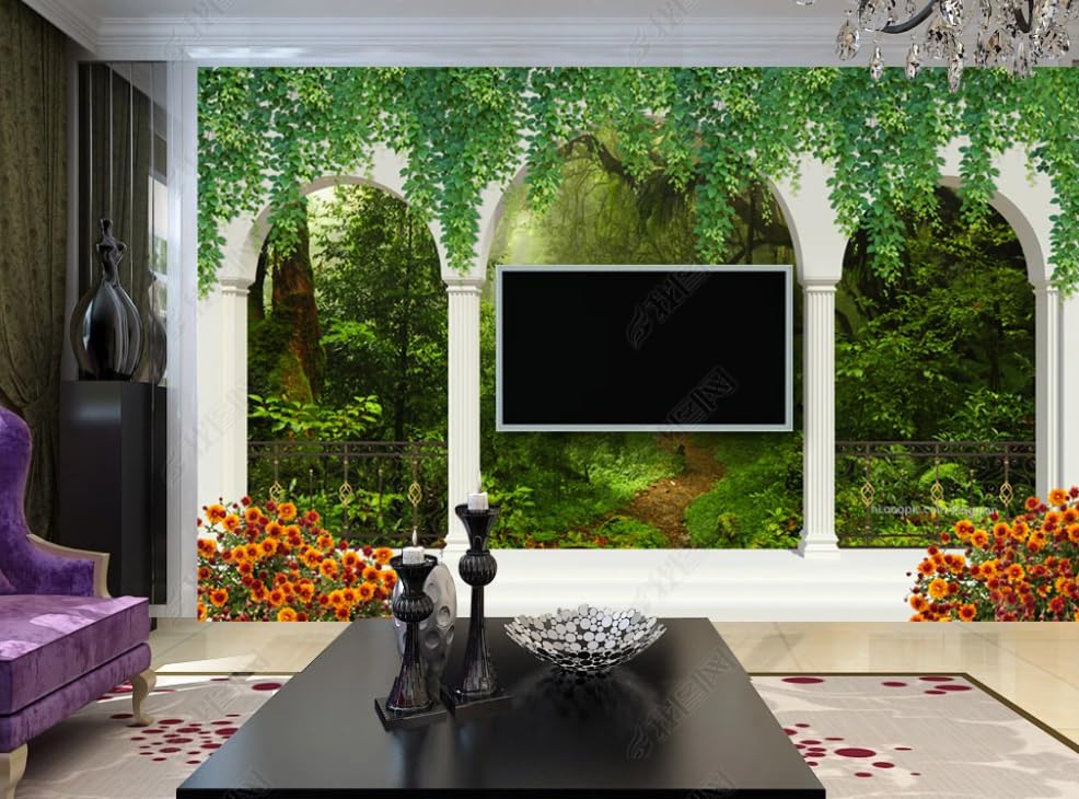 Papier peint intissé haut de gamme paysage forêt arc romain XXL