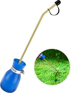 Boao Diatomaceous Earth Powder Duster Bulb Duster Sprayer 4.6 oz with Long Copper Garden Powder Applicator Dispenser for Organic Gardening Agricultural Supplies(Blue)