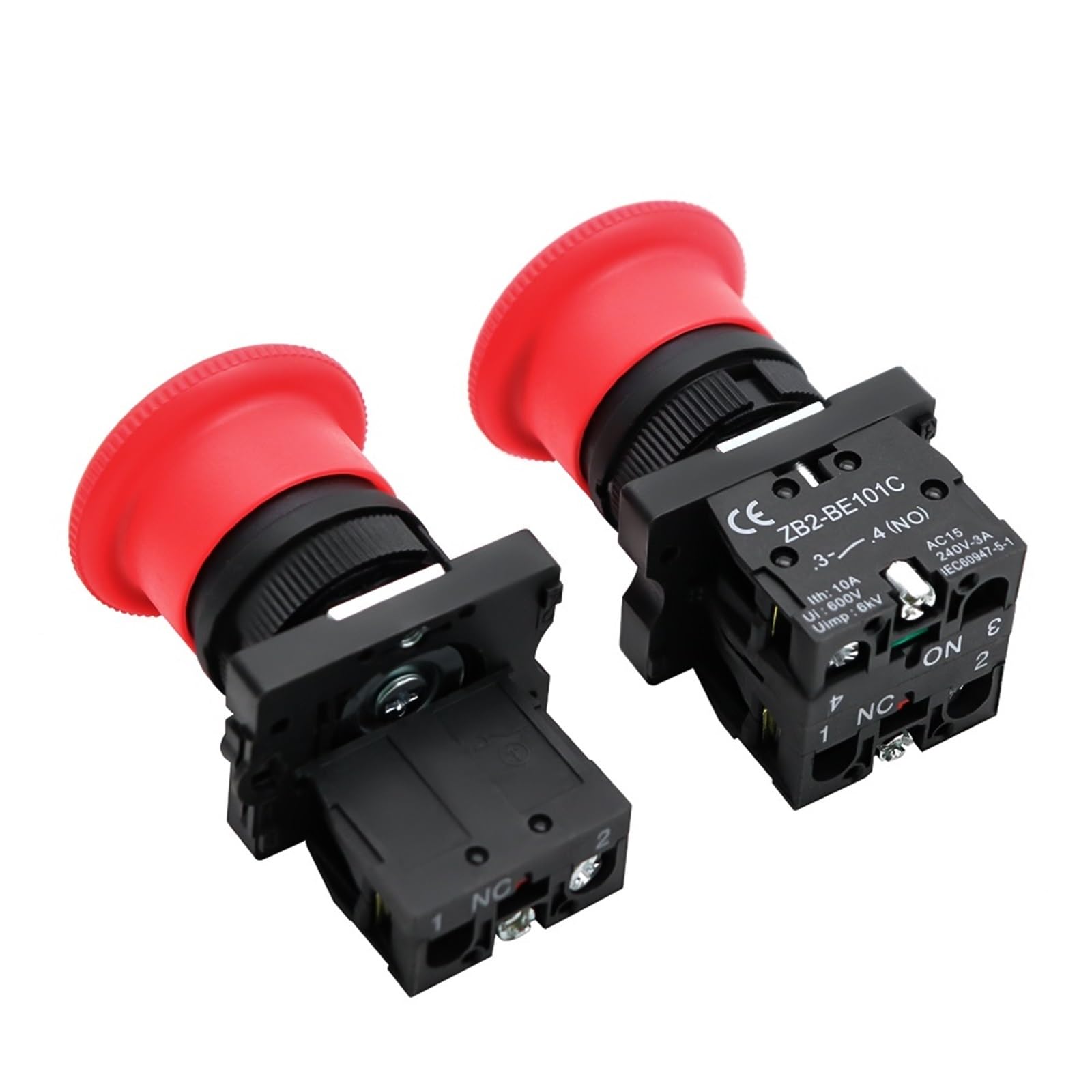 2 interruptores de botón de parada de emergencia de 22 mm XB2-ES442 ES542 ES642 BS142 con cierre automático 600 V 10 A 220 V 12 V 24 V