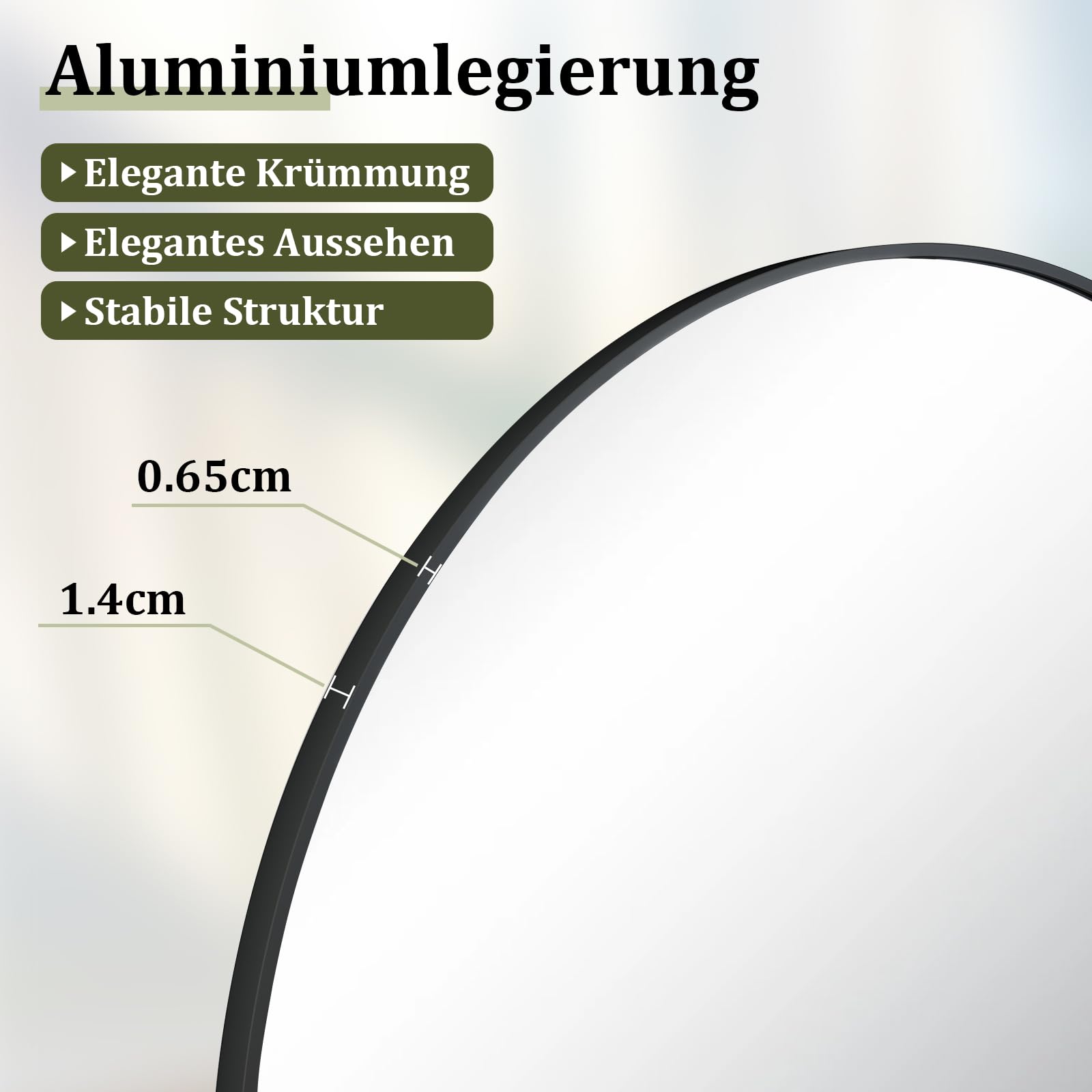 BEAUTYPEAK Großer Bogen Ganzkörperspiegel 218x102 cm, Gewölbter Standspiegel hängend oder lehnend an die Wand, groß Bodenspiegel mit Ständer für Schlafzimmer, Wohnzimmer oder Ankleidezimmer, Schwarz