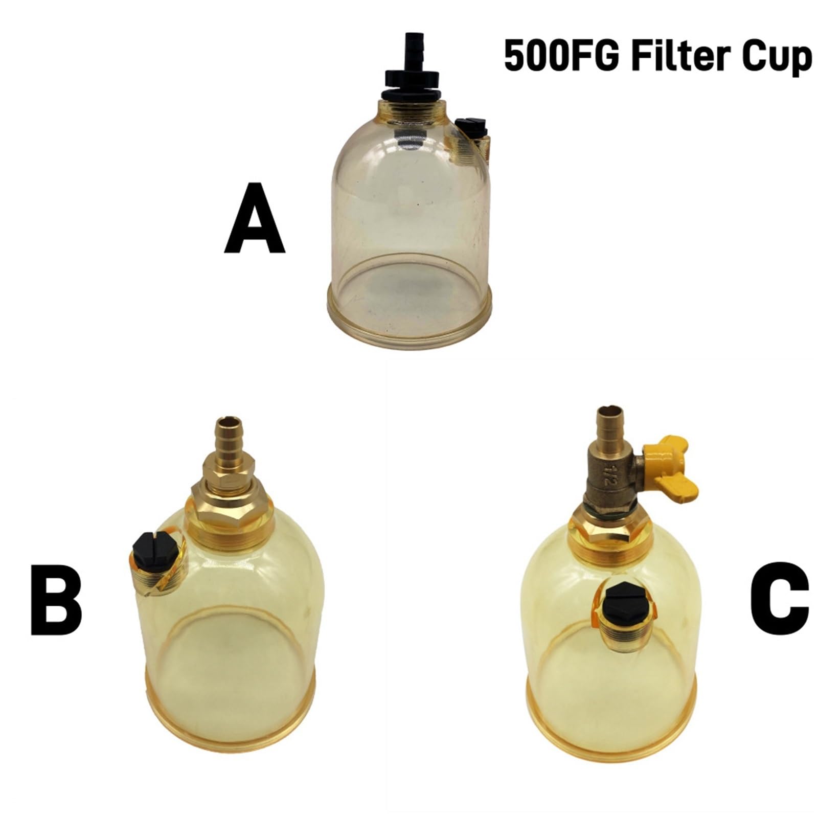 500FG Fuel Filter Cup 500FH Diesel Boat Filter Engine Water Separator Bowl Drain Valve Tap Accessory(A)