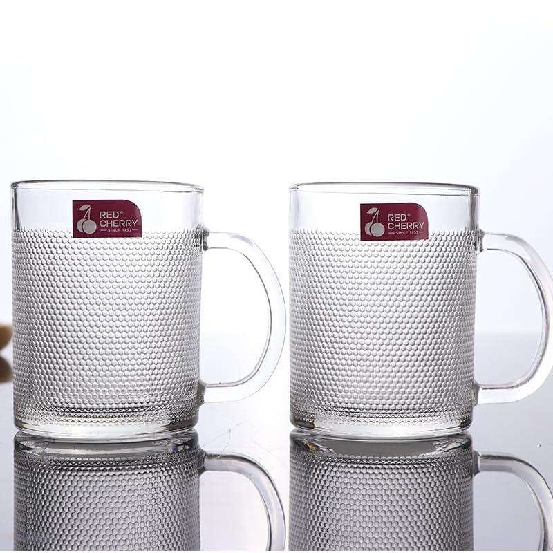 Image of SKDBPM Glass Coffee 250 ML Set of 2 Mugs Cups Aldan Mug Crystal Clear with Handle,Tea, Milk, Hot and Cold Drinks Mug Kitchen and Dining Tableware Dinnerware Set(Pack of 2)