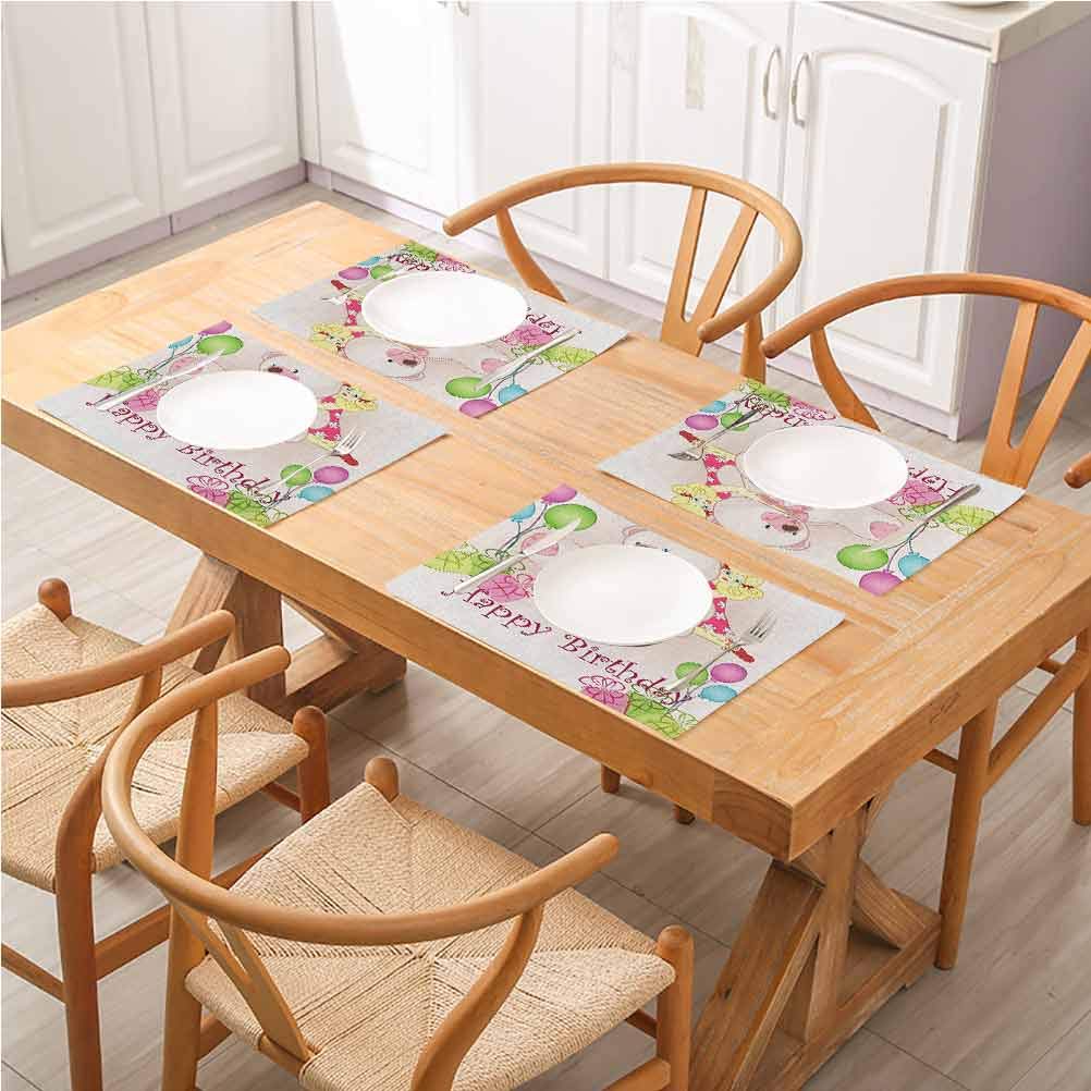 Amazon Com Floragrantnan Waterproof Linen Table Mat Placemats Kids Birthday Baby Girl Birthday With Teddy Bears Toys Balloons Surprise Boxes Dol Dinner Party Barbecue Buffet Set Of 6 Home Kitchen