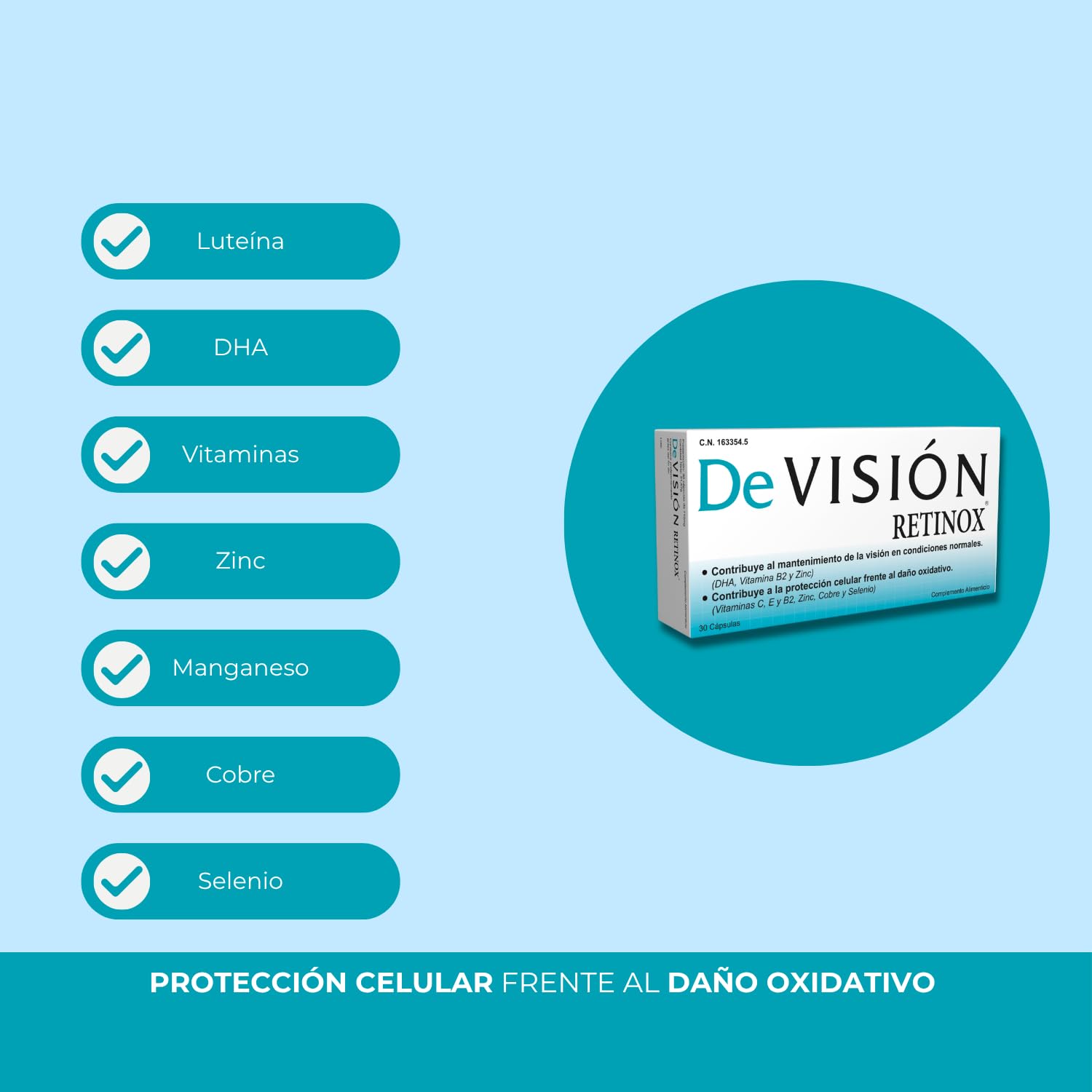 Devisión Retinox 30 Cápsulas - Pack de 2 Unidades - Ayuda al Mantenimiento de la Vista y a la Protección Celular frente al Daño Oxidativo - con DHA, Luteina, Vitaminas y Minerales