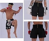 Vista 128 de Fluory - Pantalones cortos de lucha para muay thai, shorts de MMA, ropa de entrenamiento para lucha en jaula, grappling, artes marciales, kickboxing