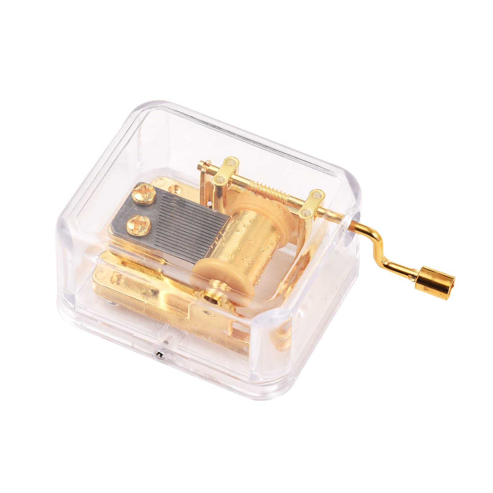 OUNA Music Box,18 Notes Clear Acrylic Music Box Hand Crank DIY Mechanical Music Box Classic Musical Ornaments DIY Craft Gift for Birthday Festival Anniversary