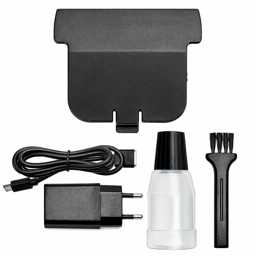 Rotschopf24 Efalock BLADECORE Konturenschneider + Tasche. Profi Trimmer für Konturen & Bart | Haarschneider mit Keramik- & DLC-Klinge | Bürstenlos | Akku + Netz | LED Display. Konturenhaarschneider.