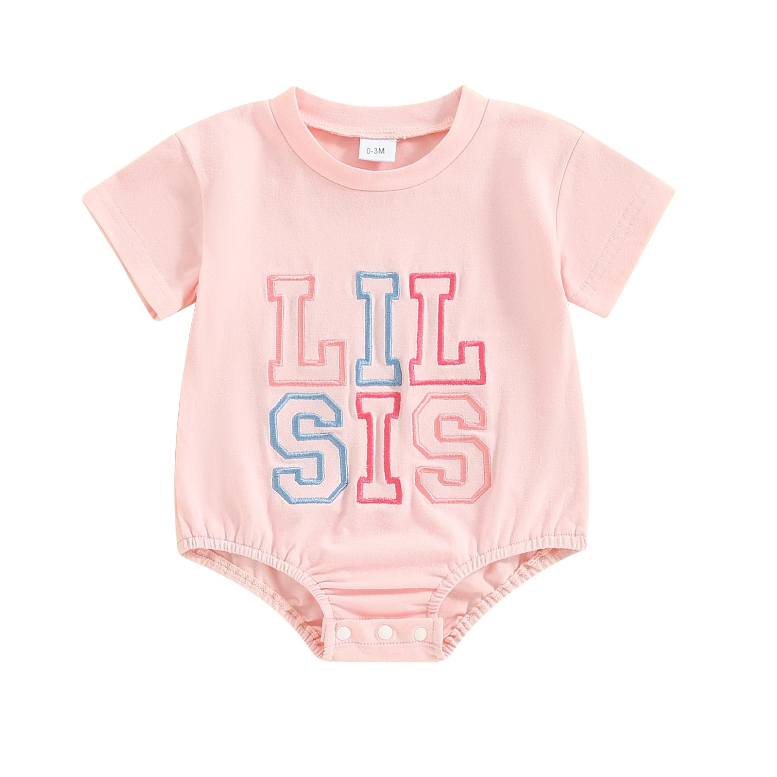 CREAIRY Big Sister Little Sister Brother Matching Outfits Toddler Baby Girl Boy Short Sleeve Romper T-Shirt Summer Clothes (Pink LIL SIS, 0-3 Months)