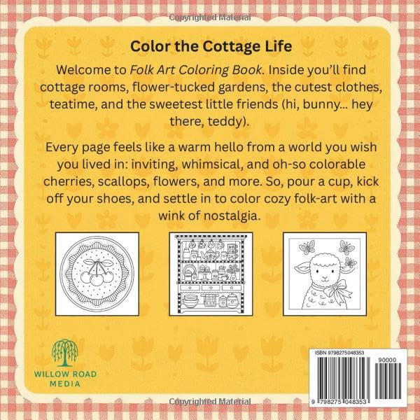 Folk Art Coloring Book: A Cozy World of Homes, Gardens, Teatime, and Treasured Things for Teens and Adults (June Van Emst Folk Art Coloring Book Collection) image 3