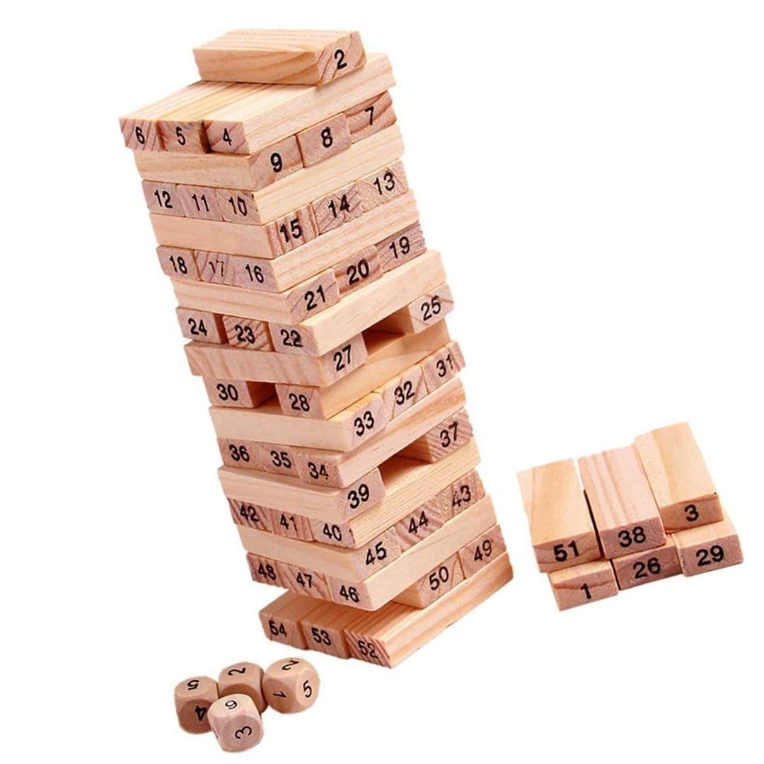Eco Elf Wooden Tumbling Tower Game Dice Building Blocks Challenging Wooden Blocks 54 Pcs, Wooden Stacking Toys With Dices Educational Puzzle Game For Adults And Kids (8 In) (B0D9TMJXCV) Amazon Price History, Amazon Price Tracker