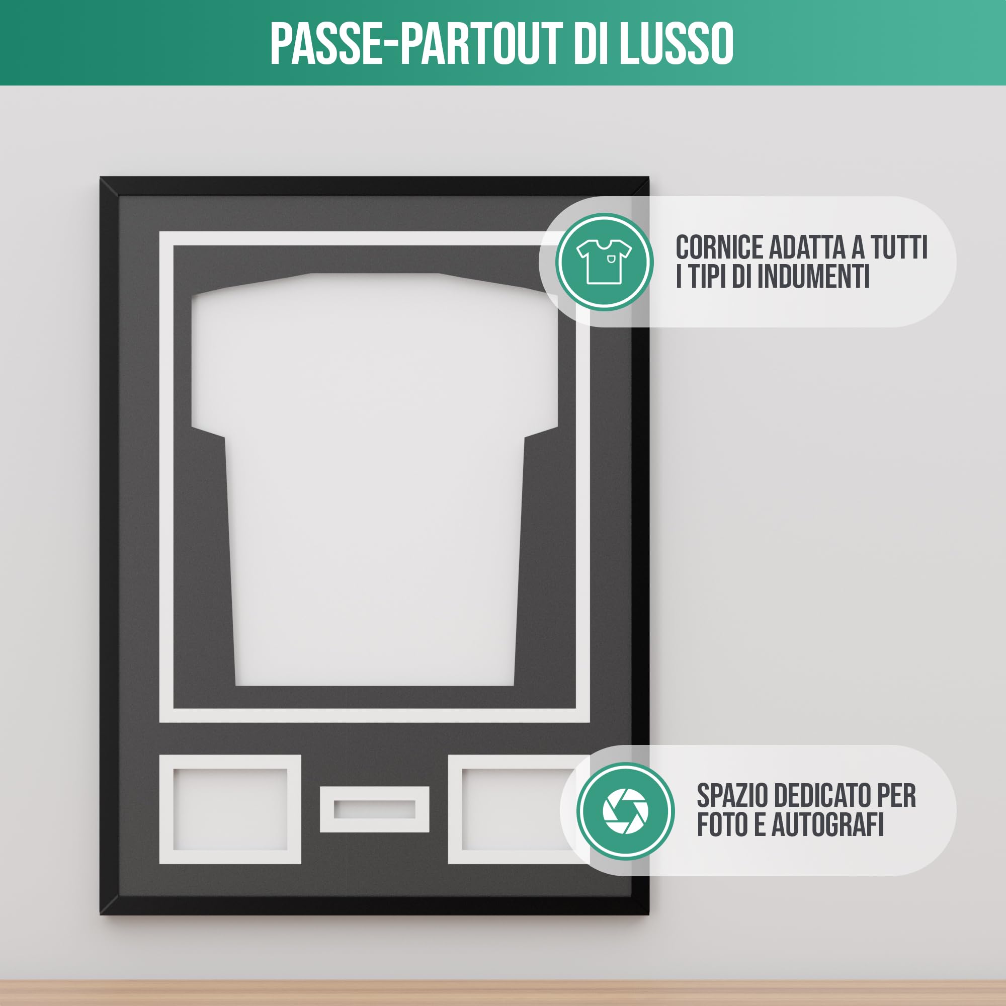 Avalo Cornice per oggetti in alluminio – Incorniciatura maglia da calcio – 3D Box Frame – 60 x 80 cm – Nero – Maglia incorniciata in cornice