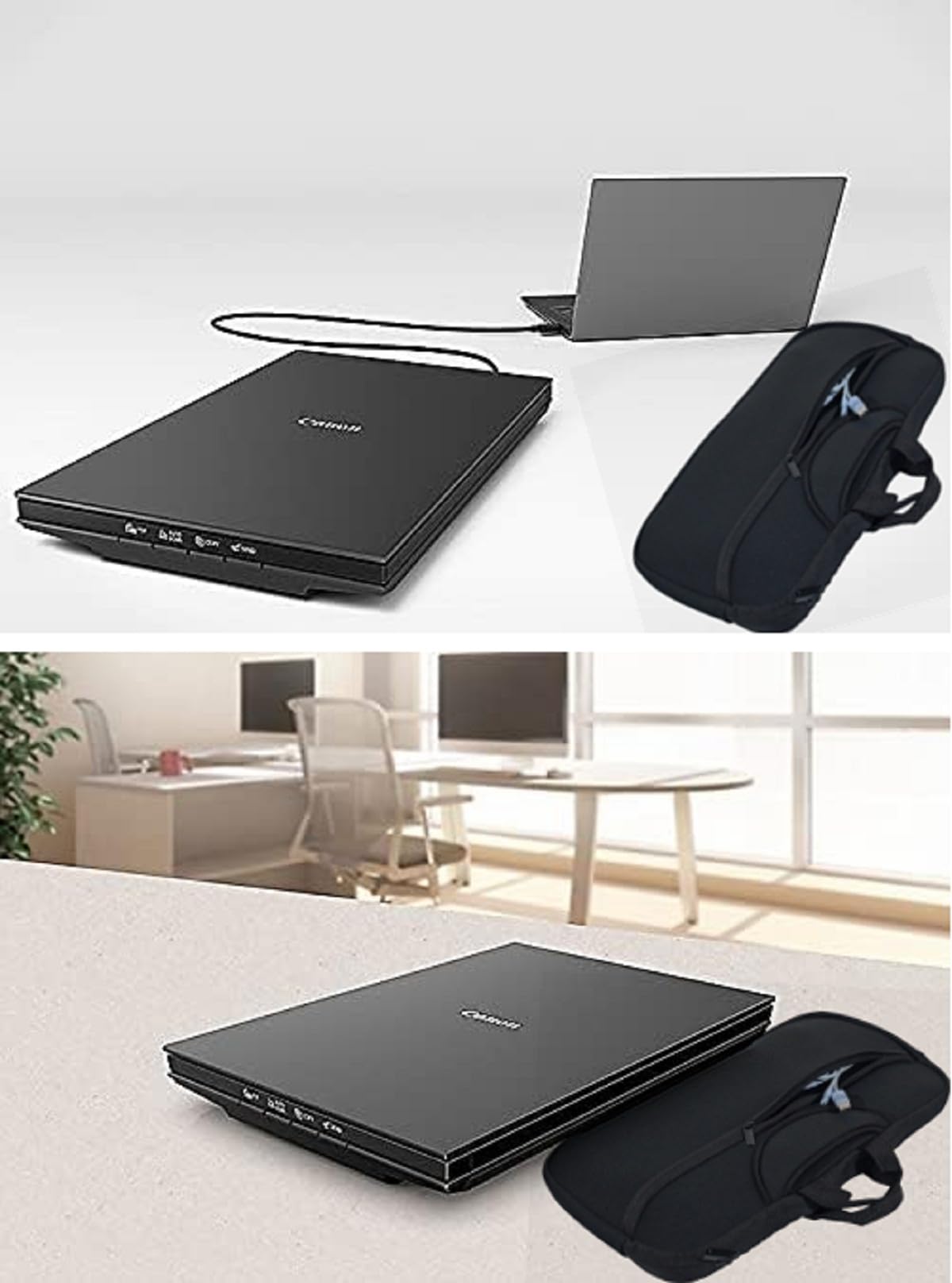 Funda plana para escáneres, bolsa suave portátil de transporte compatible con Canon Canoscan Lide 300 Scanner/Lide 400 Slim Scanner y cable