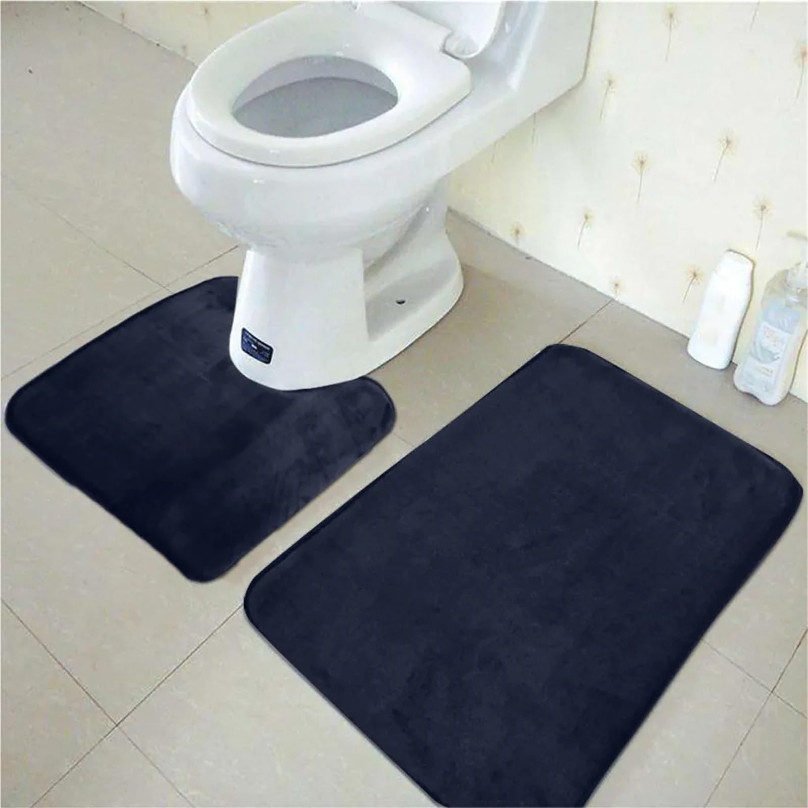 Juego de Alfombrillas de baño, Alfombra Antideslizante Absorbente de algodón con Memoria de Terciopelo Coral, 3 Unidades/Juego