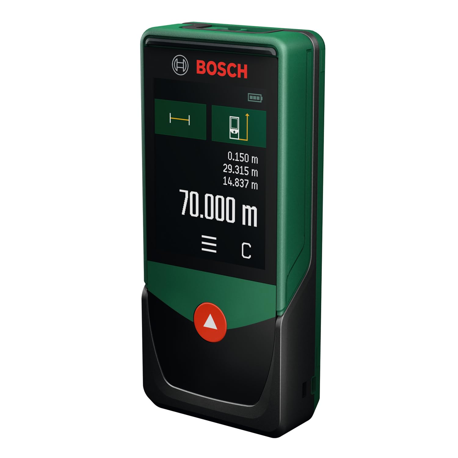 Bosch Medidor láser PLM70-27 (rango de medición hasta 70 m, nivel de burbuja digital, pantalla táctil de 2,4", función de medición indirecta, cálculos de área y volumen)