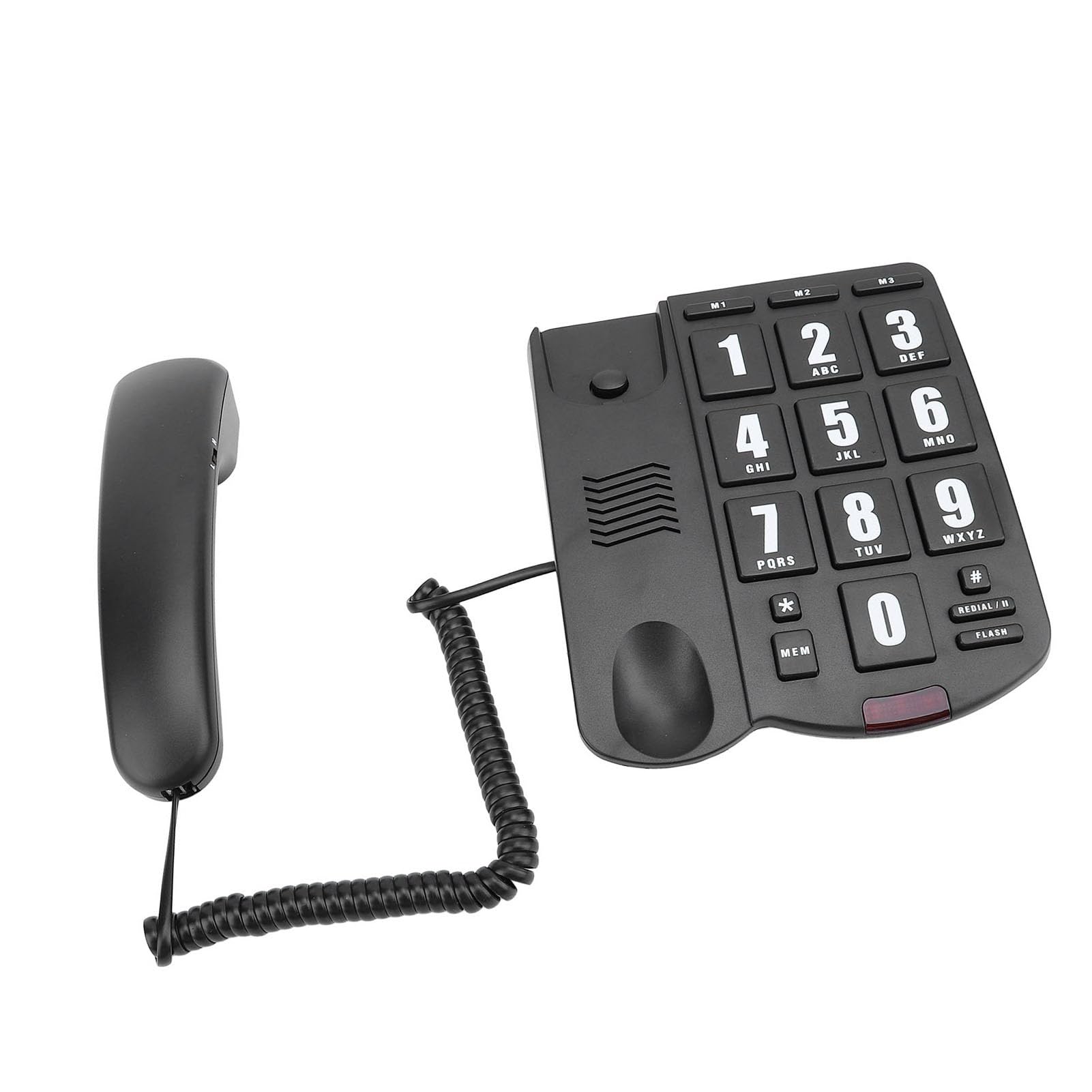Telefono di Casa, Volume Regolabile Composizione Rapida Avviso Lampeggiante Tasto Grande Telefono con Filo per Casa per Anziani (BLACK)