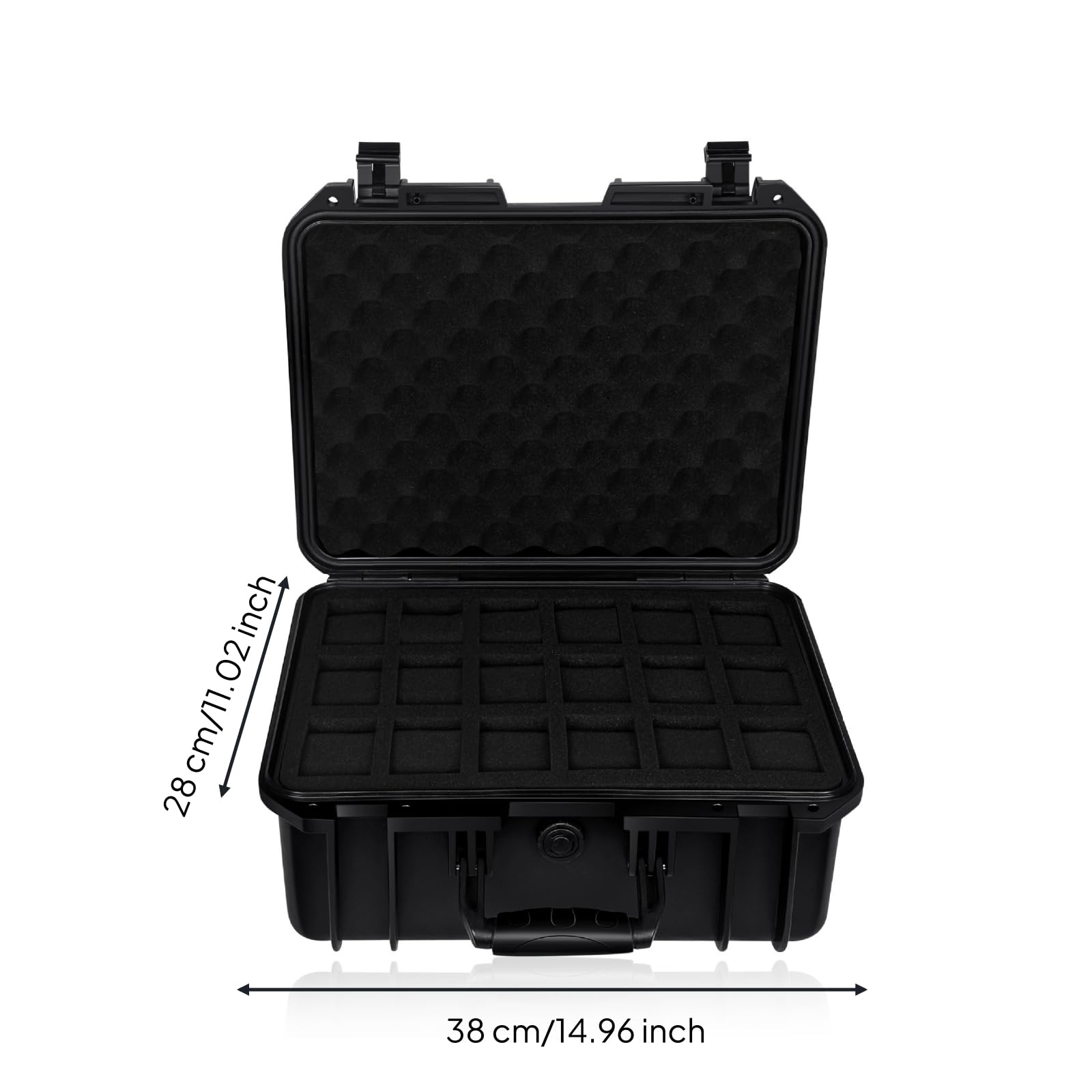 Estuche Rígido Portátil con Cierre, Modelo 382816, Estuche De Transporte Portátil con Espuma Protectora para 16 Relojes