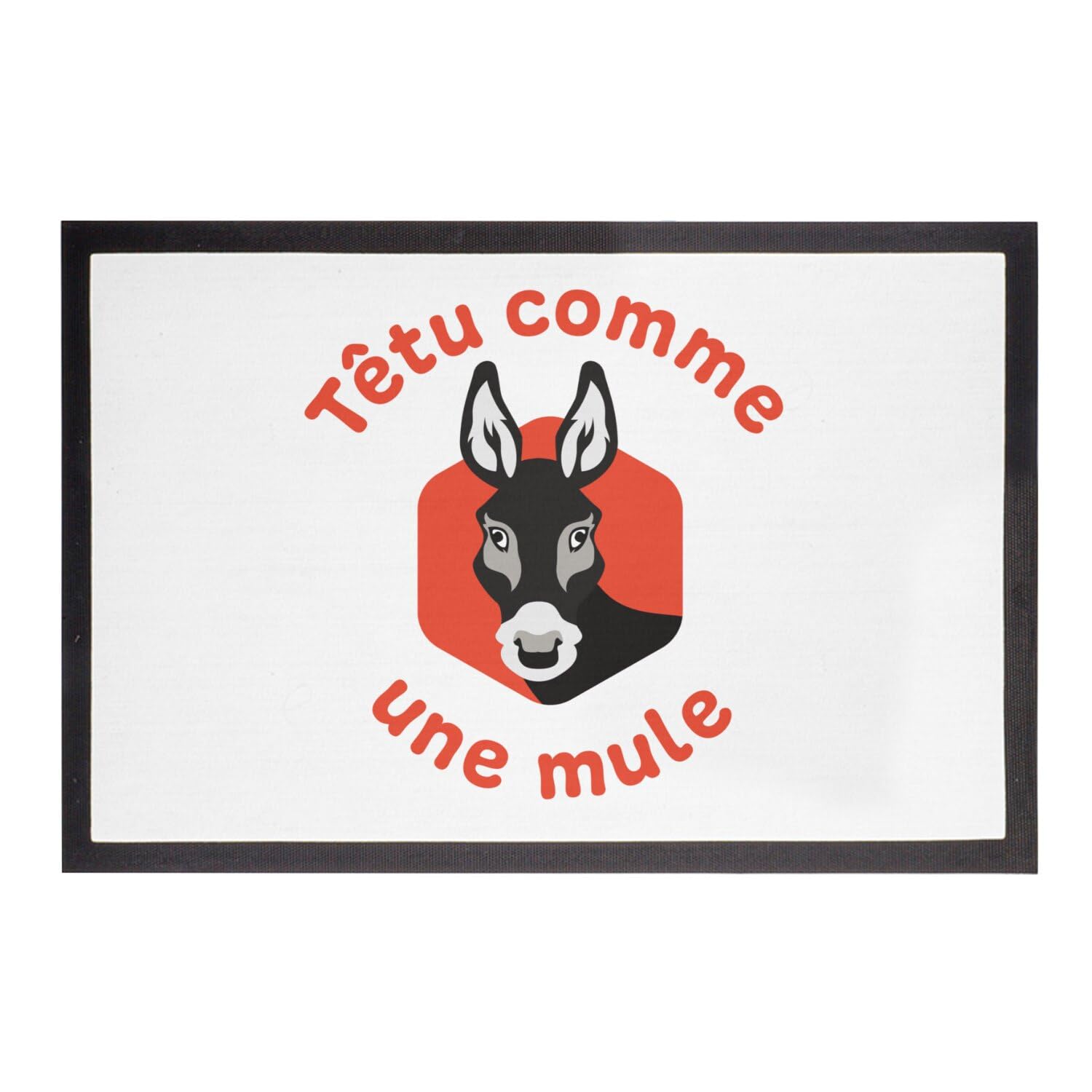 Paillasson Blanc Têtu comme Une Mule pour une entrée drôle