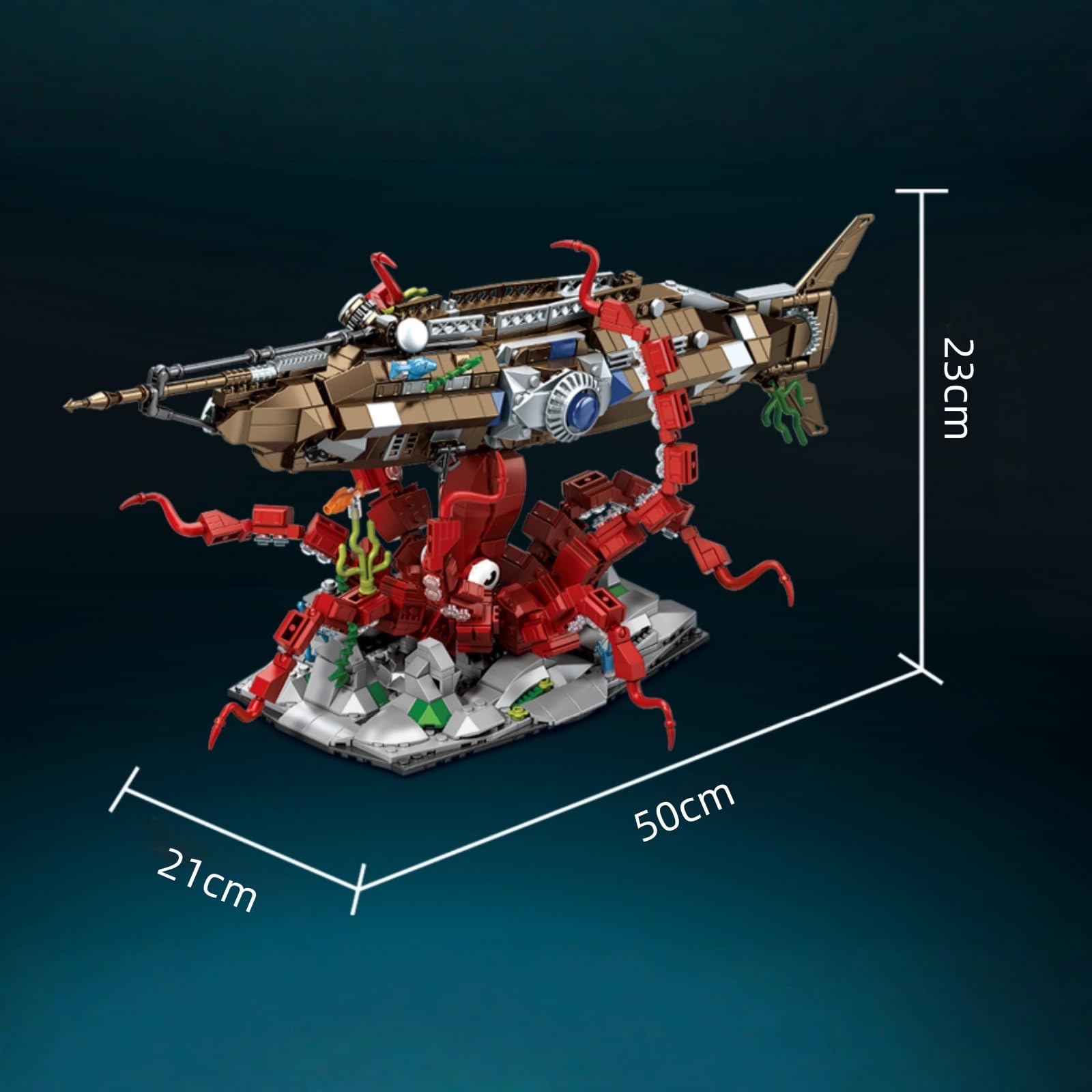 Nautilus - Kit de construction sous-marin pour adultes - 1190 pièces - Scène d'aventure sous-marine avec socle géant et sous-marin - Modèle mécanique pour la décoration de la maison - Cadeau pour les