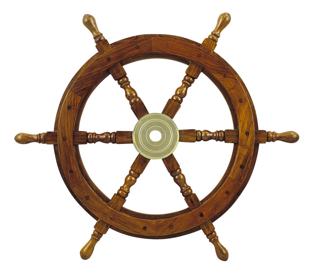 Sea-Club Steuerrad Premium-Qualität maritime Deko Holz mit Messingnabe Ø=60cm