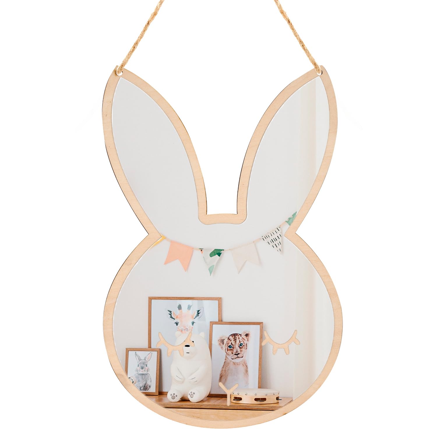 Bruchsicherer Spiegel für Kinder, nordischer Acryl Wandspiegel dekorativer Cartoon Wandspiegel zum Aufhängen Leichter Spiegel für die Wand, Kinderzimmer, Kunst, Heimdekoration(Kaninchen)