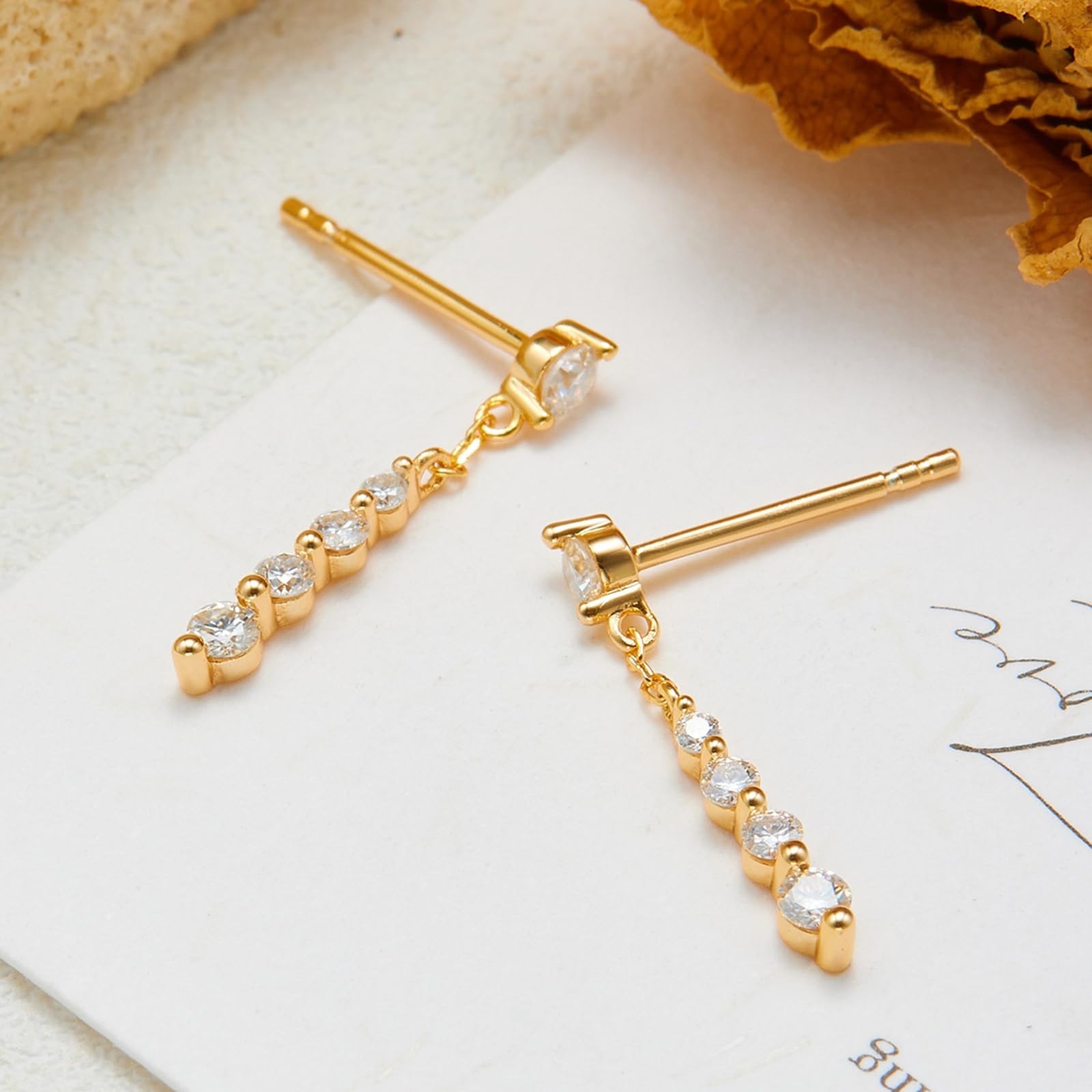 Pendientes colgantes con borla de moissanita de oro amarillo de 9K/14K/18K para mujer