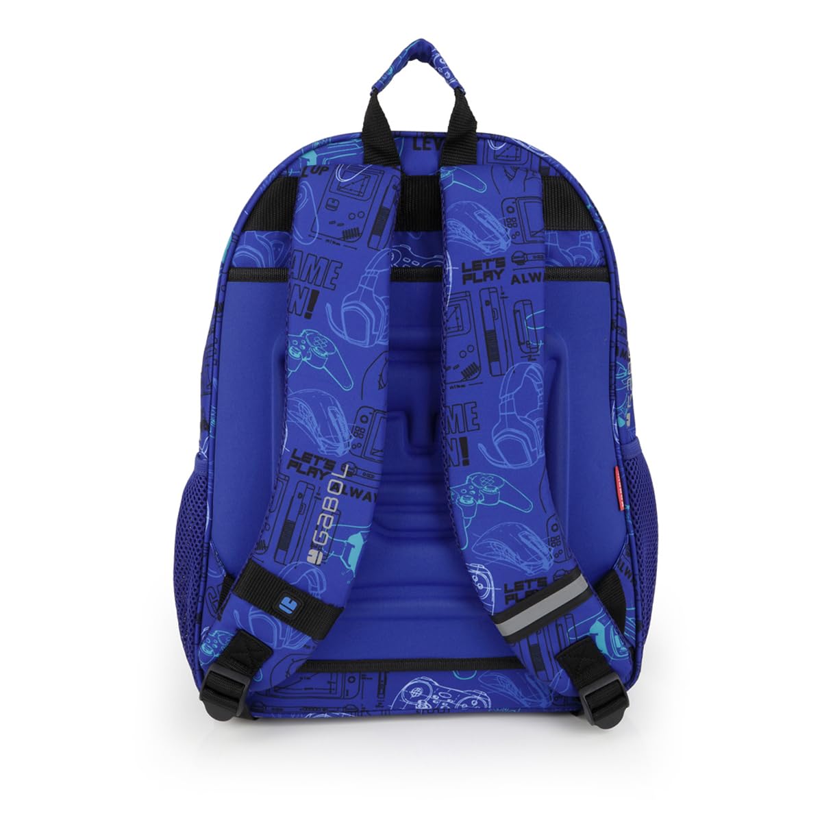Gabol - Mochila Escolar Adaptable a Carro Gaming 31x41x15 cm - Espalda Termoformada y Bolsillo Lateral - Resistente al Agua con Cremalleras Cubiertas - Diseño Español en Poliéster - Azul